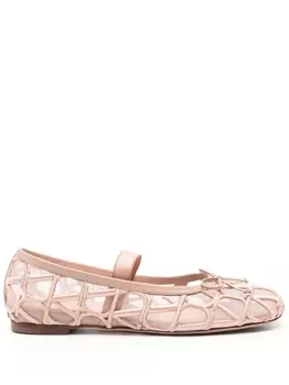 Valentino Garavani балетки с узором Toile Iconographe, розовый