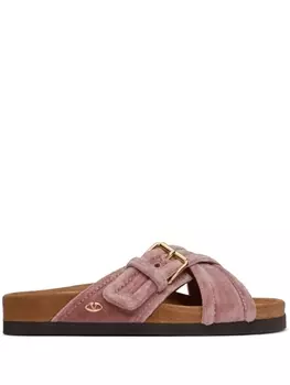 Valentino Garavani бархатные шлепанцы Fussfriend, розовый