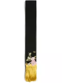 Valentino Garavani бархатный шарф с вышивкой, черный