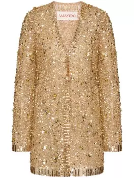 Valentino Garavani блейзер с пайетками, нейтральный цвет