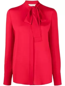 Valentino Garavani блузка с длинными рукавами и завязками, красный