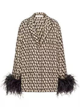 Valentino Garavani блузка с узором Toile Iconographe, нейтральный цвет