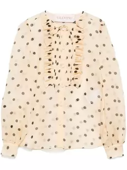 Valentino Garavani блузка в горох, нейтральный цвет