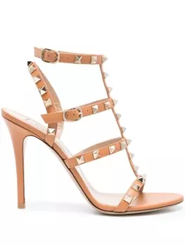 Valentino Garavani босоножки Rockstud 100, коричневый