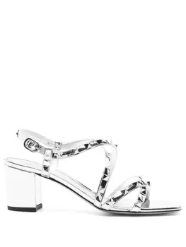 Valentino Garavani босоножки Rockstud 60, серебристый