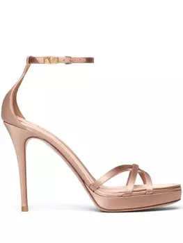 Valentino Garavani босоножки с пряжкой-логотипом, серый