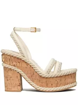 Valentino Garavani босоножки Summerblocks на танкетке с логотипом VLogo Signature, белый