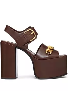 Valentino Garavani босоножки VLogo Chain 130 на платформе, коричневый