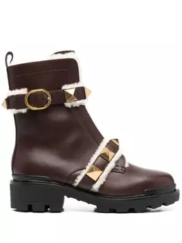 Valentino Garavani ботильоны с декором Rockstud, коричневый