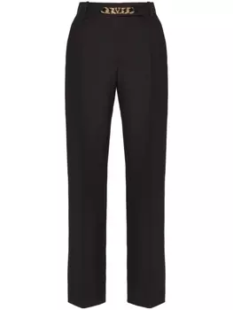 Valentino Garavani брюки Crepe Couture с логотипом VLogo Chain, черный