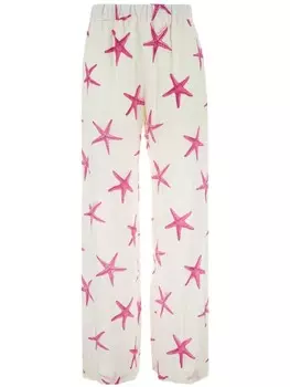 Valentino Garavani брюки из крепдешина Starfish, нейтральный цвет