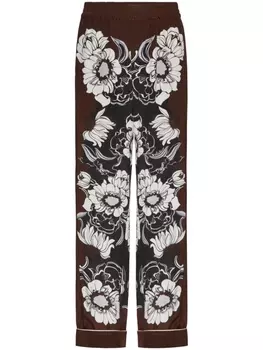 Valentino Garavani брюки с графичным принтом, коричневый