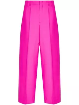 Valentino Garavani брюки строгого кроя из необработанной шерсти, розовый