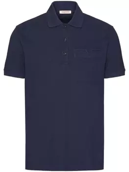 Valentino Garavani декорированная рубашка поло из ткани пике, синий