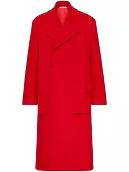 Valentino Garavani двубортное шерстяное пальто с шарфом, красный