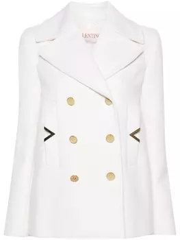 Valentino Garavani двубортный пиджак с логотипом VLogo Signature, белый