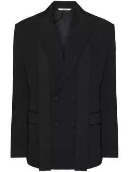 Valentino Garavani двубортный пиджак с шарфом, черный