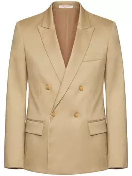 Valentino Garavani двубортный пиджак с заостренными лацканами, нейтральный цвет