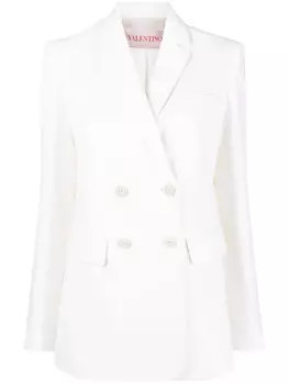 Valentino Garavani двубортный шерстяной блейзер, белый
