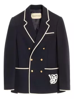 Valentino Garavani двубортный шерстяной пиджак, синий