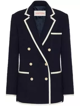 Valentino Garavani двубортный твидовый пиджак, синий