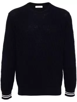 Valentino Garavani джемпер из хлопка с оптической жаккардовой отделкой Valentino, синий