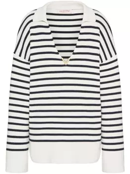 Valentino Garavani джемпер в полоску с логотипом VLogo Signature, белый