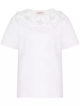 Valentino Garavani футболка с цветочной аппликацией, белый