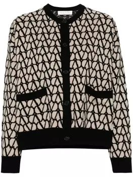 Valentino Garavani кардиган с узором Toile Iconographe из вирджинской шерсти, нейтральный цвет