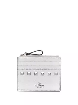 Valentino Garavani картхолдер Rockstud с эффектом металлик, серебристый