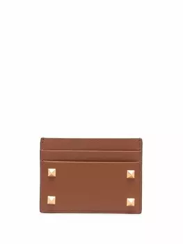 Valentino Garavani картхолдер с декором Rockstud, коричневый