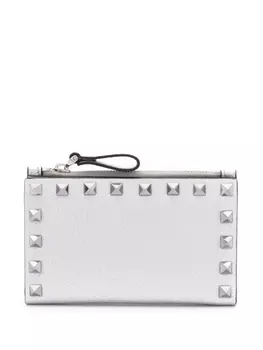 Valentino Garavani картхолдер с декором Rockstud, серебристый