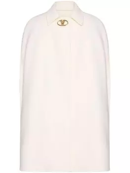 Valentino Garavani кейп из смесовой вирджинской шерсти и кашемира с логотипом VLogo, белый