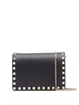Valentino Garavani клатч Rockstud с цепочкой, черный