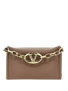 Valentino Garavani клатч с логотипом VLogo Chain, коричневый