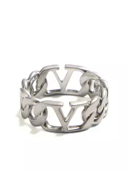 Valentino Garavani кольцо с логотипом VLogo Signature, серебристый