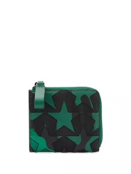 Valentino Garavani кошелек с круговой молнией и нашивками, зеленый