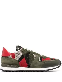 Valentino Garavani кроссовки Camouflage Rockrunner, зеленый
