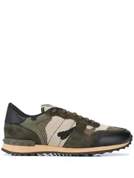 Кроссовки Valentino Garavani Rockrunner Camouflage Print, зеленый/коричневый/черный