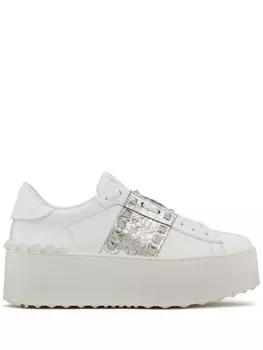 Valentino Garavani кроссовки Rockstud Untitled с эффектом металлик, белый