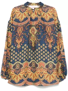 Valentino Garavani льняная рубашка Lino Voyage Imaginaire, синий