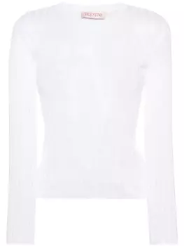 Valentino Garavani льняной джемпер в рубчик, белый