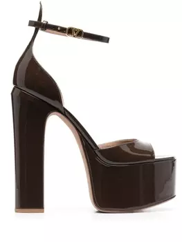 Valentino Garavani лакированные босоножки Tan-Go 155, коричневый