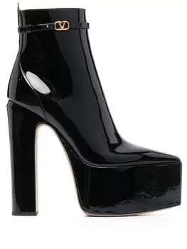 Valentino Garavani лакированные ботильоны Tan-Go на платформе, черный