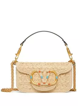 Valentino Garavani маленькая сумка на плечо Loc? из рафии, нейтральный цвет