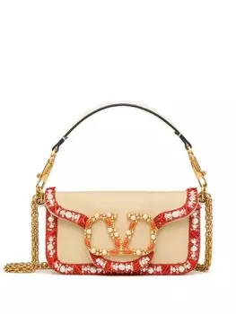 Valentino Garavani маленькая сумка на плечо Loc? с вышивкой, нейтральный цвет