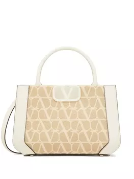 Valentino Garavani маленькая сумка-тоут с узором Toile Iconographe, нейтральный цвет