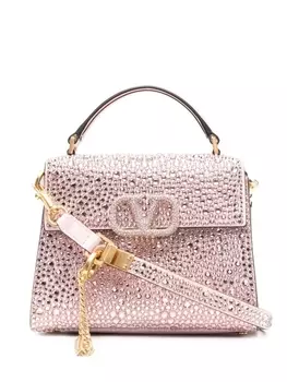 Valentino Garavani мини-сумка VSling с кристаллами, розовый