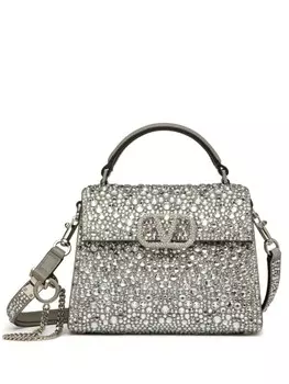 Valentino Garavani мини-сумка VSling с кристаллами, серебристый