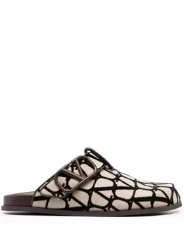 Valentino Garavani мюли с узором Toile Iconographe и логотипом VLogo Signature, нейтральный цвет